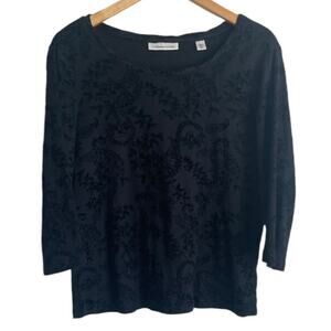 Coldwater Creek Women Top S Black Burnout‎ Velour Damask Whimsygoth Fairy Witchy